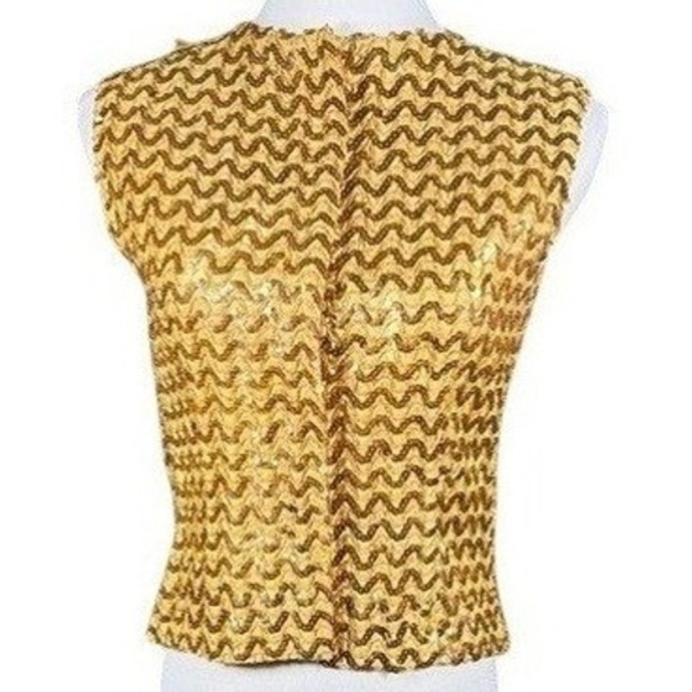 Michael London Original Vintage Gold Sequin Wavy Sleeveless Top‎ Montreal Made